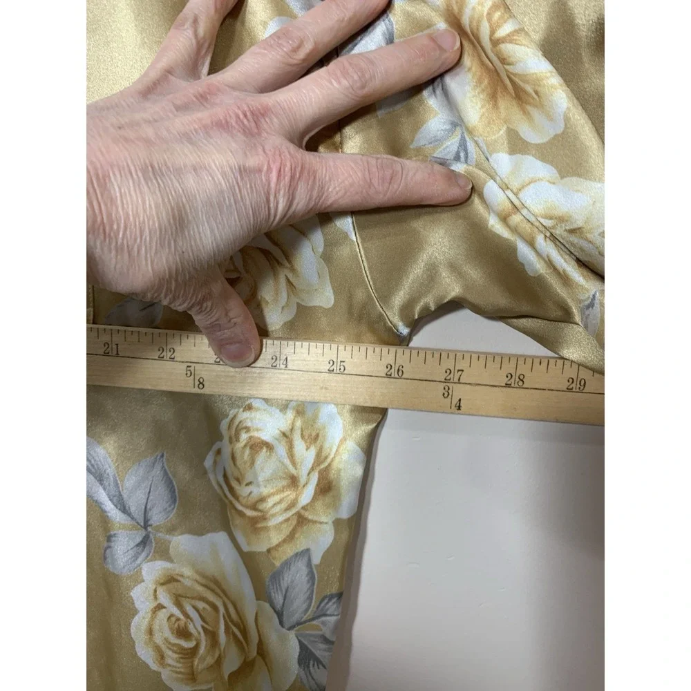 Victoria's Secret Satin NightShirt Womens Large Gold Rose Floral Sleep Nightgown